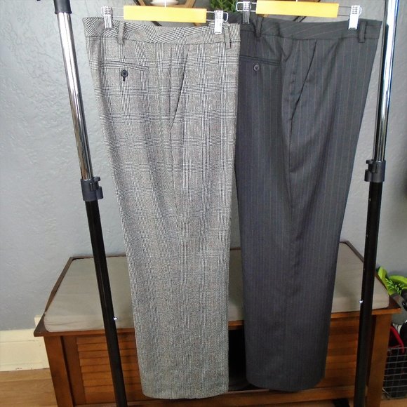 Brooks Brothers Pants - Brooks Brothers 2pc Plaid Gray Wool Pants Size 12